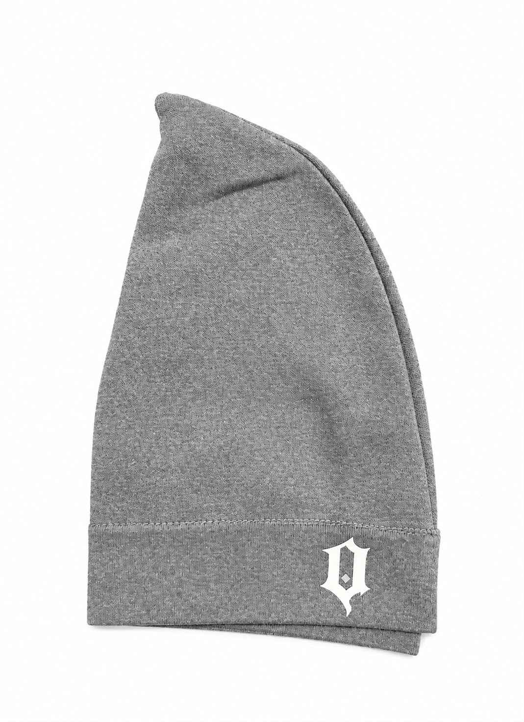 QIH Grey Beanie with white Q logo, front view