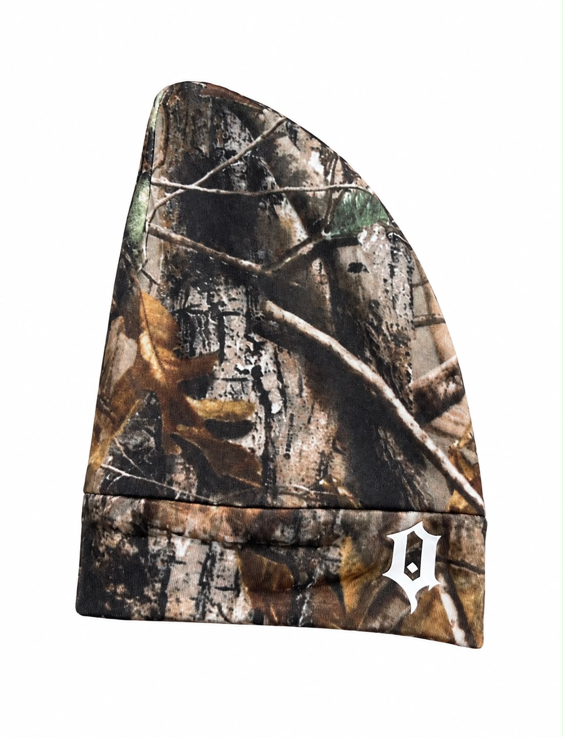 QIH Real Tree Beanie with white Q logo, front view